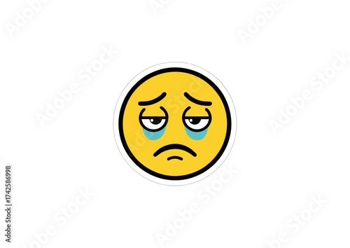 Sad emoji face with tears, representing feelings of sorrow and disappointment