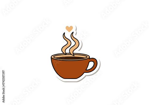 Steaming Hot Coffee Cup with Heart Steam - A Cozy Drink Illustration