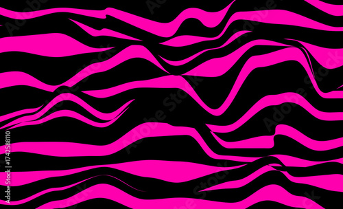 Vibrant pink and black wavy pattern, bold modern abstract texture for design.
