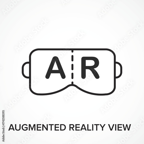 AR Glasses outline Icon with white background – Augmented Reality Smart Technology