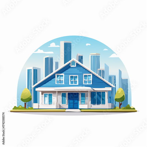 Dream home in the city, perfect family house with a touch of nature, a modern architectural design, ideal for real estate promotion and urban lifestyle themes