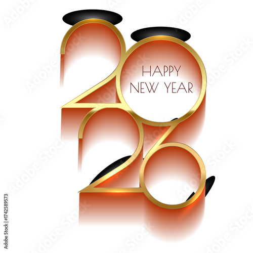 Happy new year 2026 illustration of an abstract background with ribbon