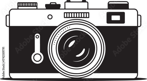 Stylish Retro Style Camera Illustration Detailed Design On Transparent Background