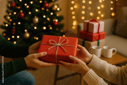 Wallpaper Mural Group of people presenting Christmas gift boxes in a relaxed and happy mood. Perfect image for lifestyle theme. Torontodigital.ca