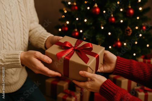 Wallpaper Mural Group of people presenting Christmas gift boxes in a relaxed and happy mood. Perfect image for lifestyle theme. Torontodigital.ca