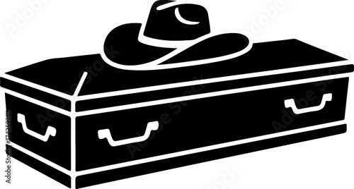 Western Cowboy Hat Resting On A Casket In A Somber And Solemn Scene