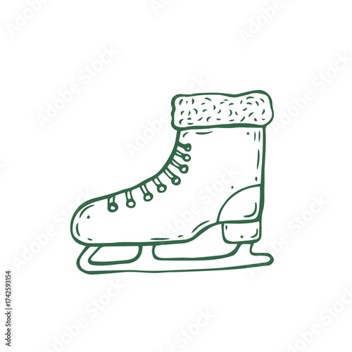 Wallpaper Mural Vintage whimsical winter ice skate. Coquette style vector illustration. Hand drawn winter doodle Torontodigital.ca