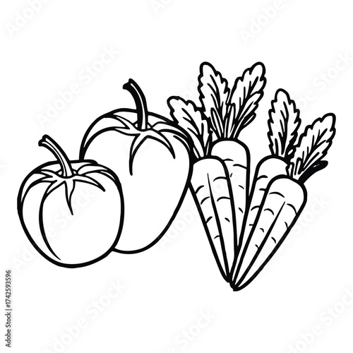 Bright carrots meet glossy tomatoes