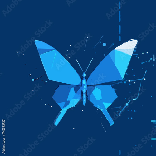 Futuristic blue lowpoly Butterfly abstract technology background. Artificial intelligence digital transformation and big data concept. illustration vector icon