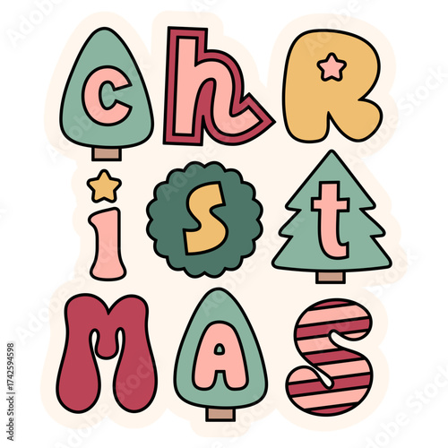 christmas ransom letter vector illustration