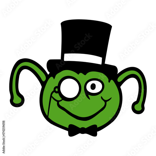 Caterpillar Sir Rich Man Monocle Glasses Top Hat