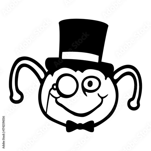 Caterpillar Sir Rich Man Monocle Glasses Top Hat
