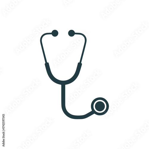 Minimalist Stethoscope Icon – Medical Equipment Symbol in Flat Design for Healthcare and Doctor Concepts