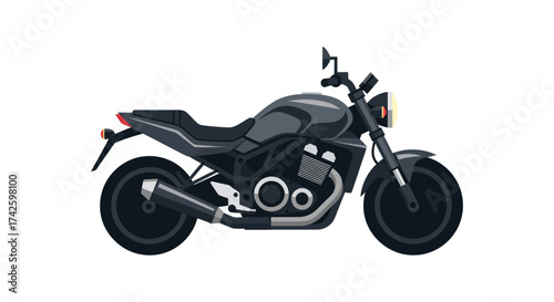 Sleek Black Motorcycle with Modern Design and Details.