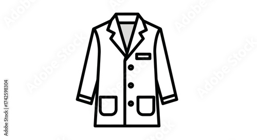 Simple Line Art Illustration of a White Lab Coat.