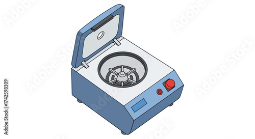 Laboratory Centrifuge Machine with Open Lid for Scientific Research.