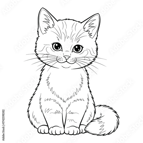 Vector art of cute kitten sitting