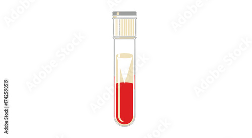 Medical Test Tube with Blood Sample and Plasma Layers.