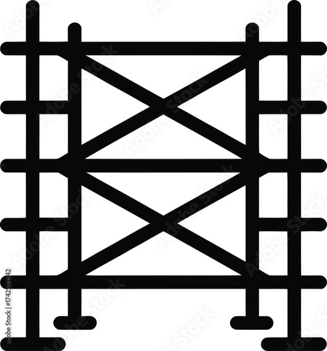 Industrial scaffolding structure construction site safety equipment outline icon