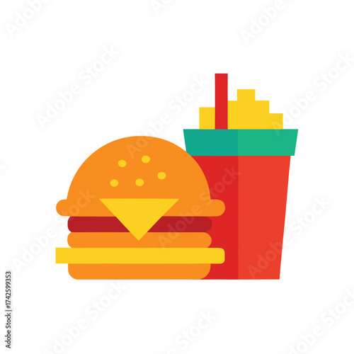 burger and chips