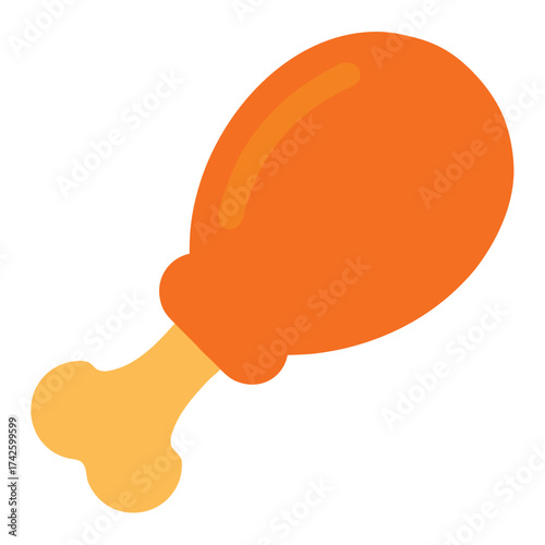 vector illustration of a deep-fried chicken leg or drumstick. 