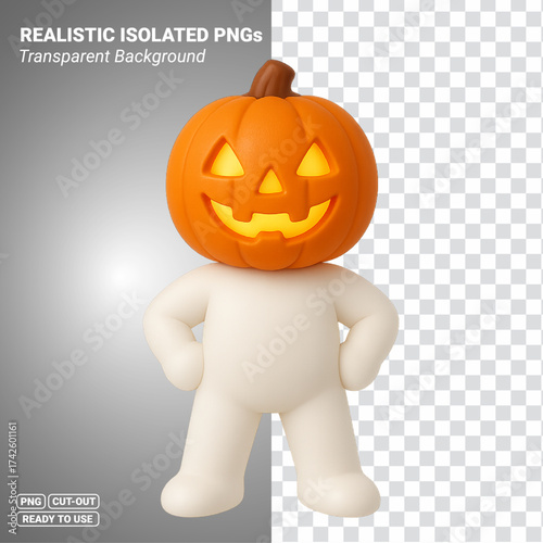 Pumpkin Head Mannequin 3D Character Transparent PNG file ready to be used.