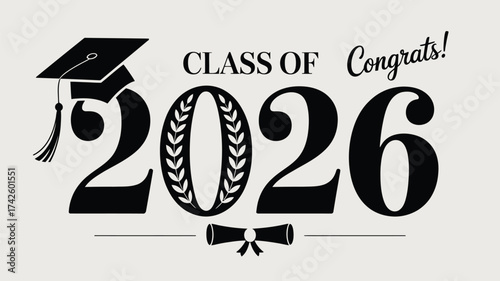 Modern class of 2026 graduation announcement card vector graphic eps scalable illustration vector