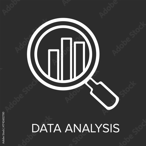 Business Analytics Magnifying Glass Icon – Data Chart and Report Analysis Symbol