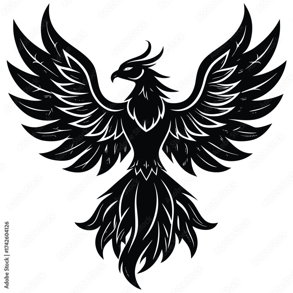 Obraz premium phoenix rising silhouette