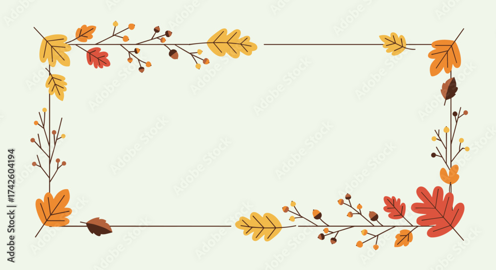 custom made wallpaper toronto digitalAutumn Leaf Border Frame with Delicate Floral Corners
