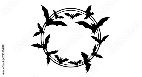 Black Silhouette Circular Wreath of Thorns