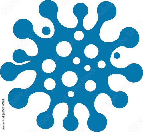 Virus icon vector abstract blue shape with circular spots — stock vector