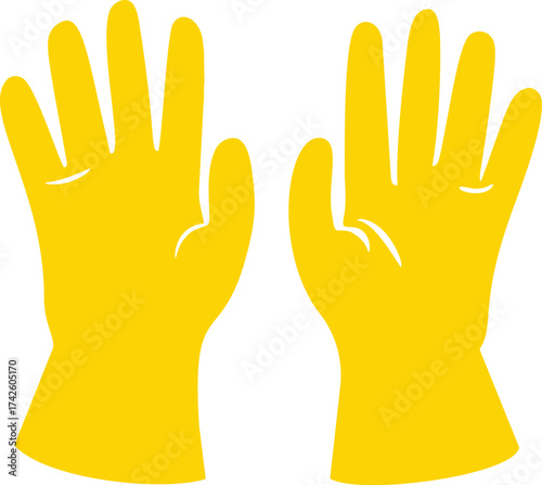 Yellow gloves vector, flat style, pair of rubber gloves on white background — stock vector