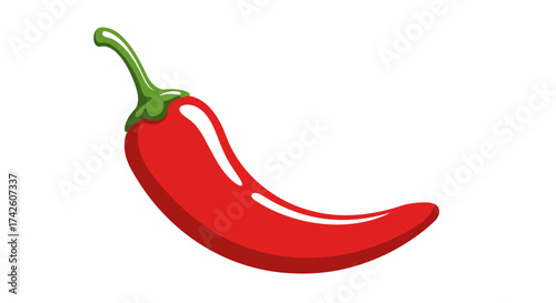 Cartoon Red Chili Pepper with Green Stem.