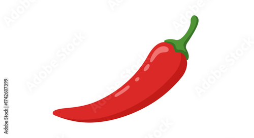 Cartoon Red Chili Pepper with Green Stem Illustration.