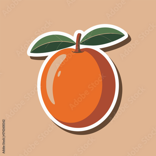 A vibrant sticker illustration of a mandarin orange, showcasing its bright color and fresh appeal, perfect for adding a citrusy touch to any design project