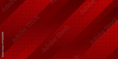 Red diagonal geometric shape with halftone. Modern fiber textured vector eps 10