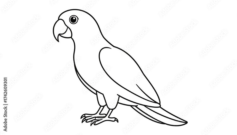 Fototapeta premium Outline drawing of a parrot