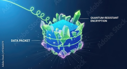 Data packet protected by quantumresistant encryption, ensuring secure transmission and safeguarding sensitive information from cyber threats