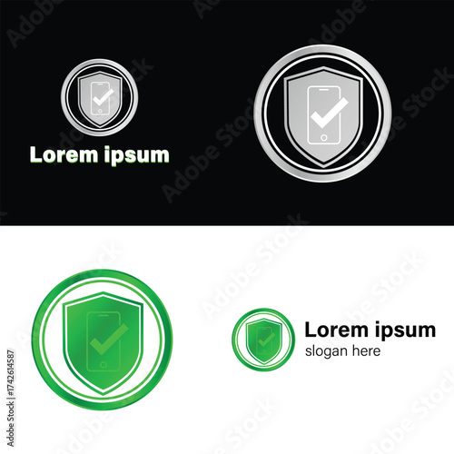 Phone verified vector icon | phone parts logo design | Trusted badge logo template