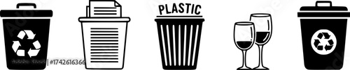 Set of recycle bin vector icon

