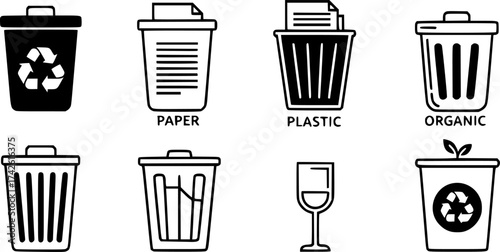 Set of recycle bin vector icon
