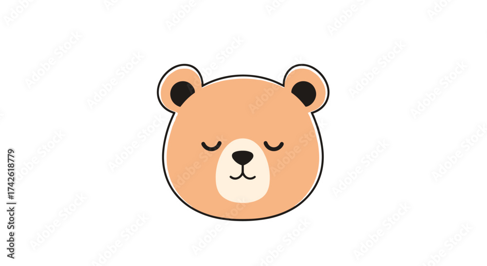 Obraz premium Cute sleeping teddy bear face with closed eyes and a gentle smile.