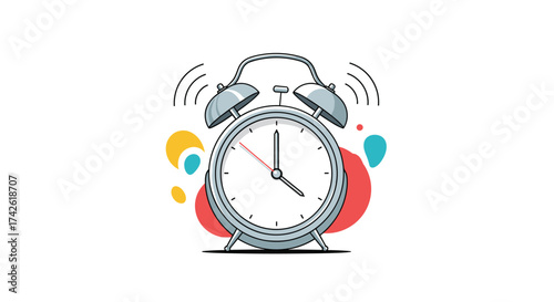 Retro alarm clock ringing loudly to wake you up in the morning.