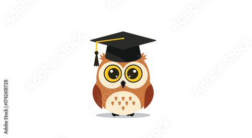 An adorable owl wearing a graduation cap signifies academic achievement.