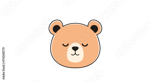 Cute sleeping teddy bear face with closed eyes and a gentle smile.