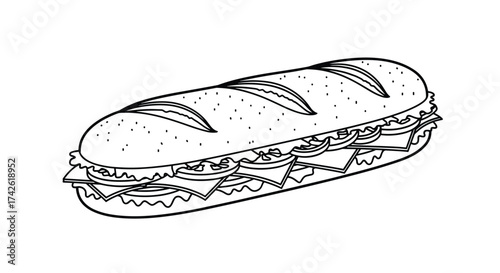 A delicious sub sandwich filled with fresh ingredients and served on a long roll.