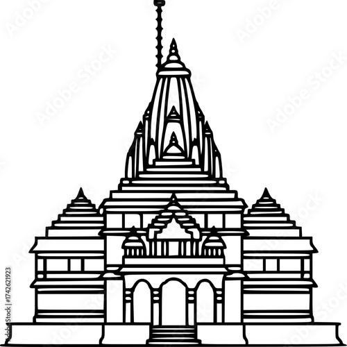 Sacred Sanctuary: A majestic, ornately designed temple stands tall, a testament to culture and faith, with intricate details and timeless elegance.