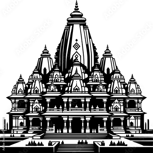 Temple Icon: A detailed vector illustration of a grand temple, showcasing intricate architectural details and a sense of historical significance.