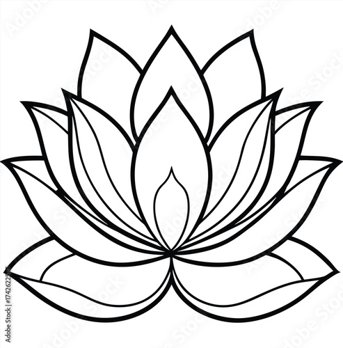 Ethereal Lotus Flower Outline A Symbol of Purity and Enlightenment with Delicate Petals and a Serene Centerpiece, Perfect for Spiritual and Artistic Expressions